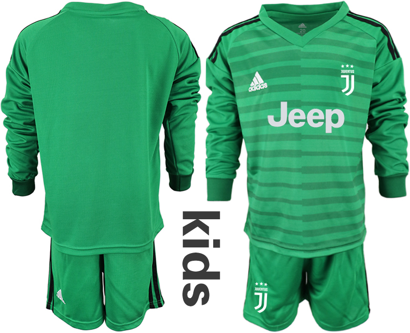 2018-19 Juventus Green Youth Long Sleeve Goalkeeper Soccer Jersey
