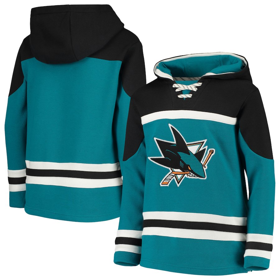 San Jose Sharks Teal Men's Customized All Stitched Hooded Sweatshirt