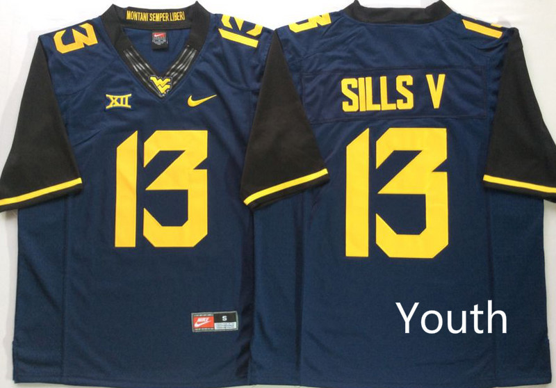 West Virginia Mountaineers 13 David Sills V Navy Youth Nike College Football Jersey