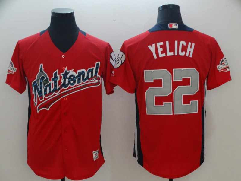 National League 22 Christian Yelich Red 2018 MLB All-Star Game Home Run Derby Jersey