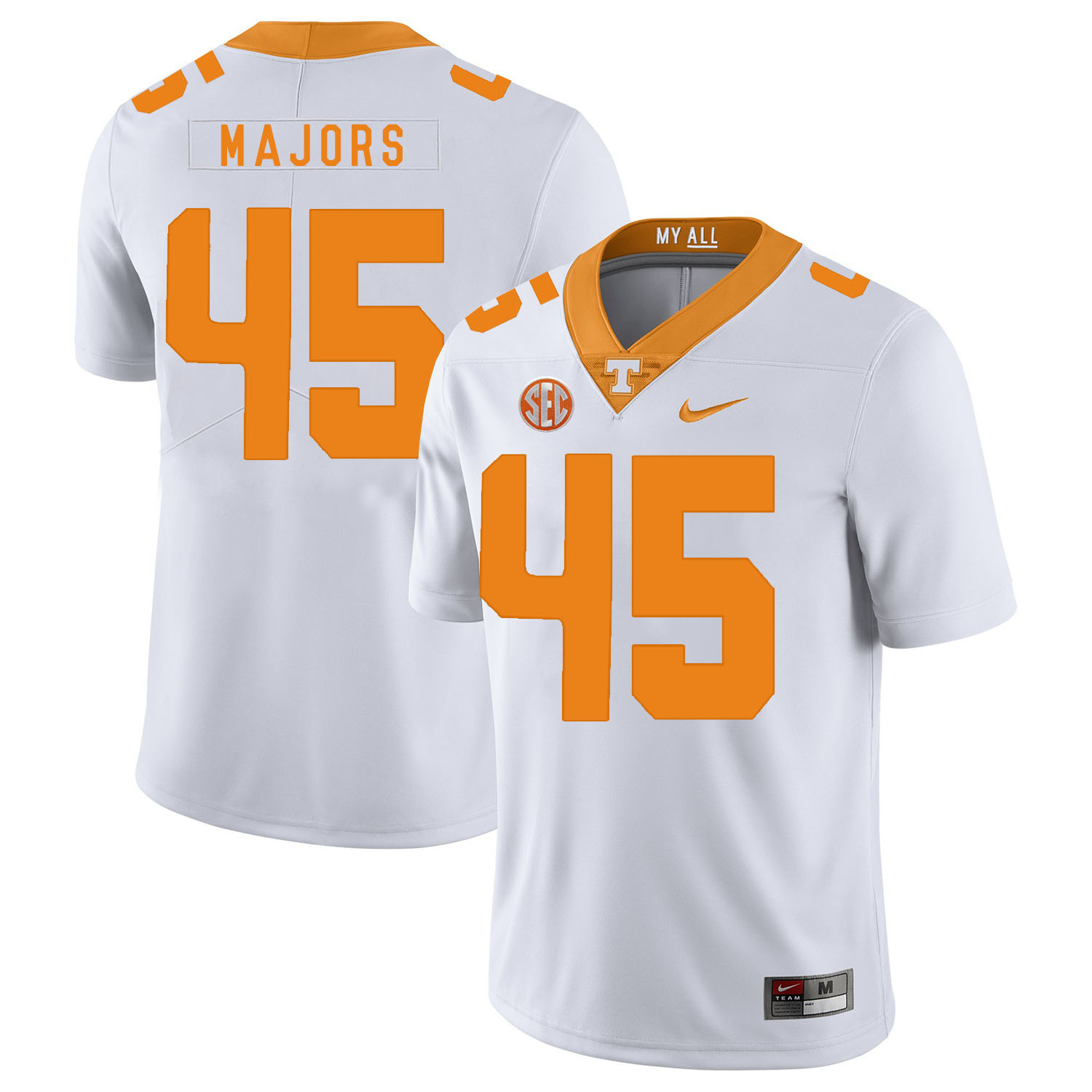 Tennessee Volunteers 45 Johnny Majors White Nike College Football Jersey