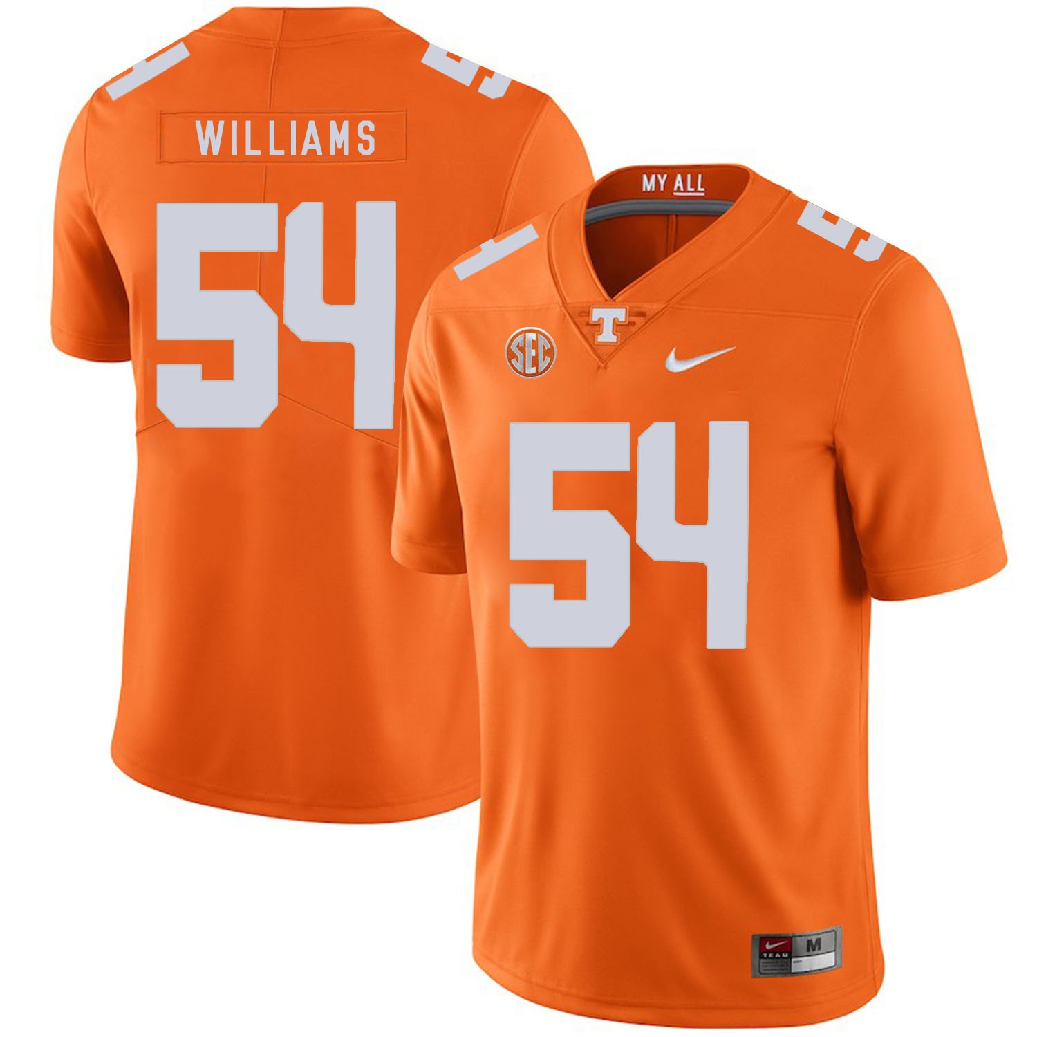 Tennessee Volunteers 54 Jordan Williams Orange Nike College Football Jersey