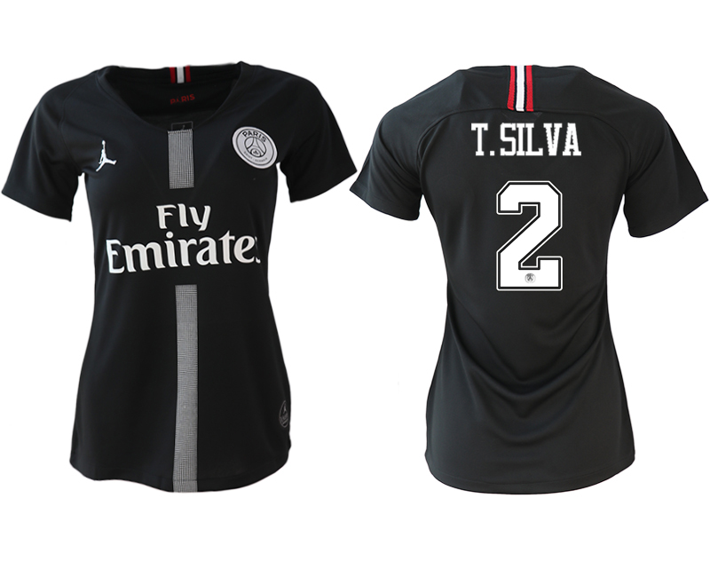 2018-19 Paris Saint-Germain 2 T.SILVA Jordan Champions League Black Women Soccer Jersey