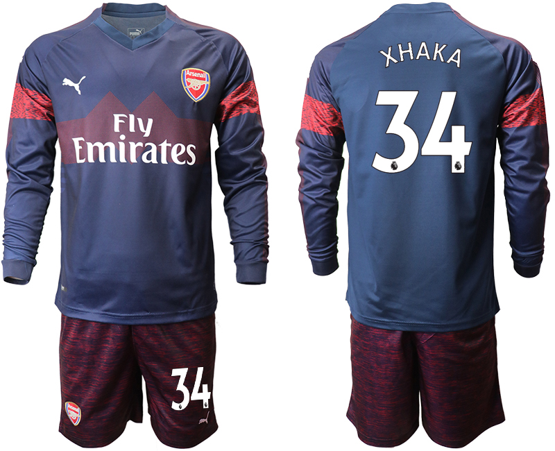 2018-19 Arsenal 34 XHAKA Away Long Sleeve Soccer Jersey