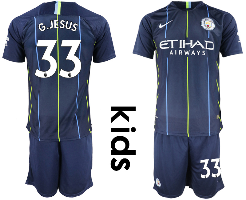 2018-19 Manchester City 33 G.JESUS Away Youth Soccer Jersey