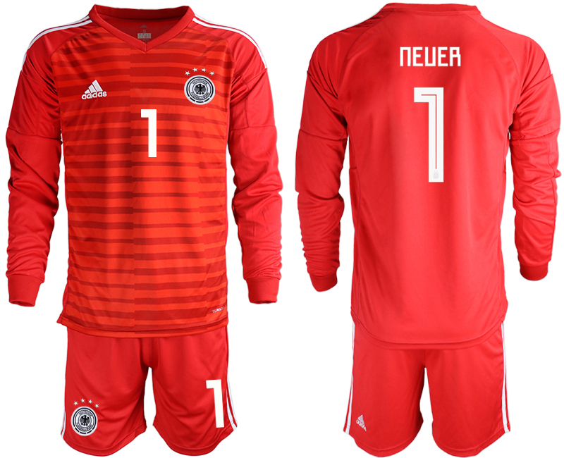 2018-19 Germany 1 NEUER Red Long Sleeve Goalkeeper Soccer Jersey