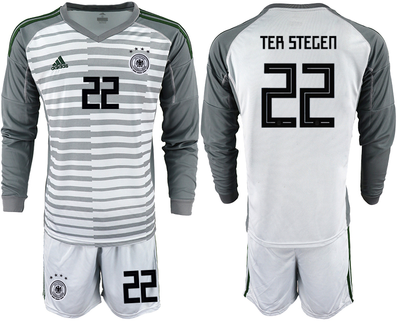 2018-19 Germany 22 TER STEGEN Gray Long Sleeve Goalkeeper Soccer Jersey