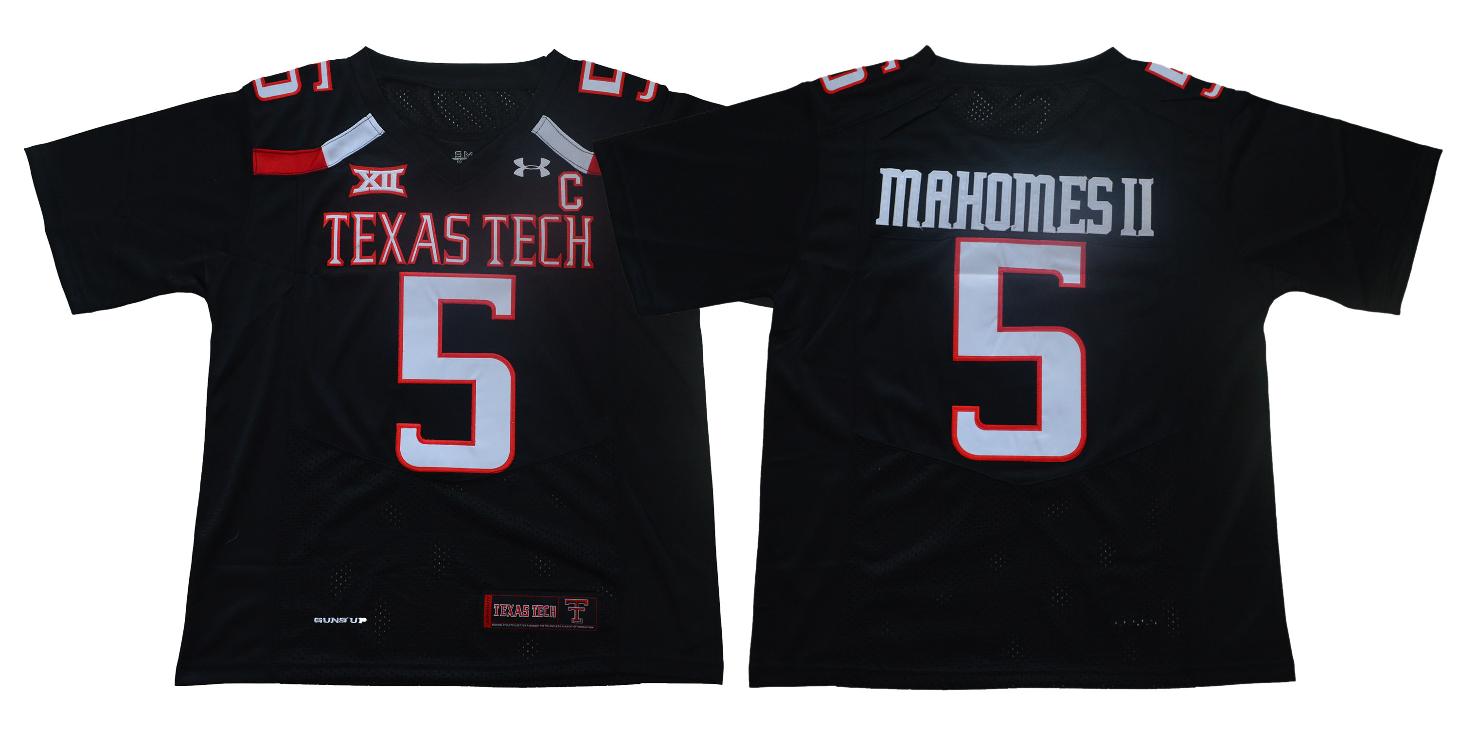 Texas Tech Red Raiders 5 Patrick Mahomes Black With C Patch College Football Jersey