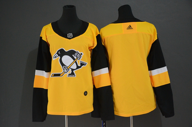 Penguins Blank Yellow Women Adidas Jersey