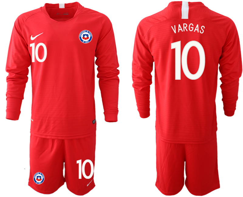 2018-19 Chile 10 VARGAS Home Long Sleeve Soccer Jersey