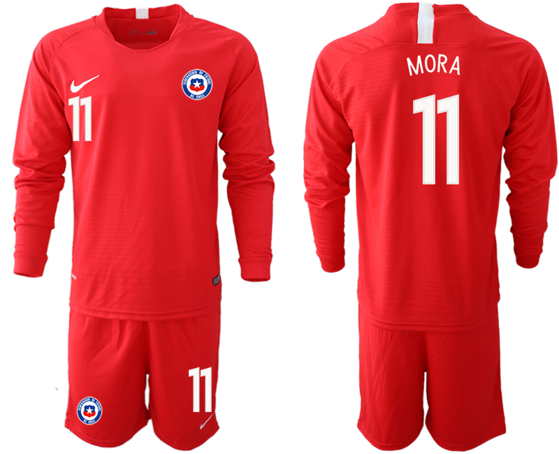 2018-19 Chile 11 MORA Home Long Sleeve Soccer Jersey