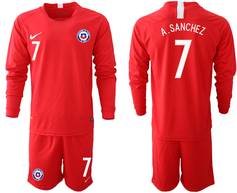 2018-19 Chile 7 A. SANCHEZ Home Long Sleeve Soccer Jersey