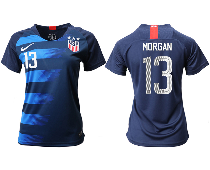 2018-19 USA 13 MORGAN Away Women Soccer Jersey