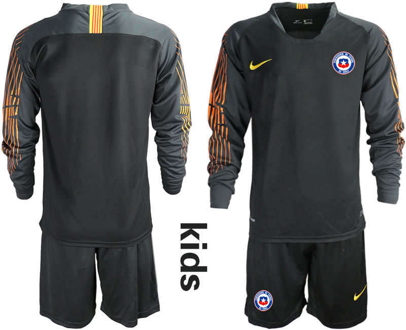 2018-19 Chile Black Youth Long Sleeve Goalkeeper Soccer Jersey