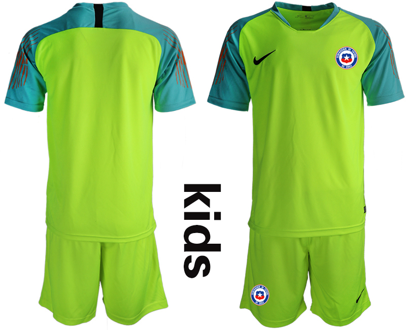 2018-19 Chile Fluorescent Green Youth Goalkeeper Soccer Jersey