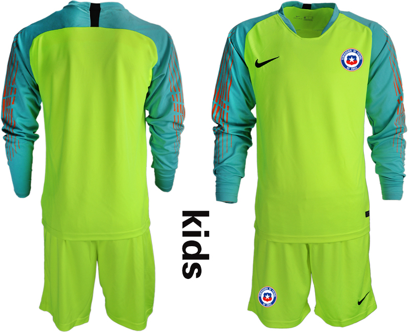 2018-19 Chile Fluorescent Green Youth Long Sleeve Goalkeeper Soccer Jersey