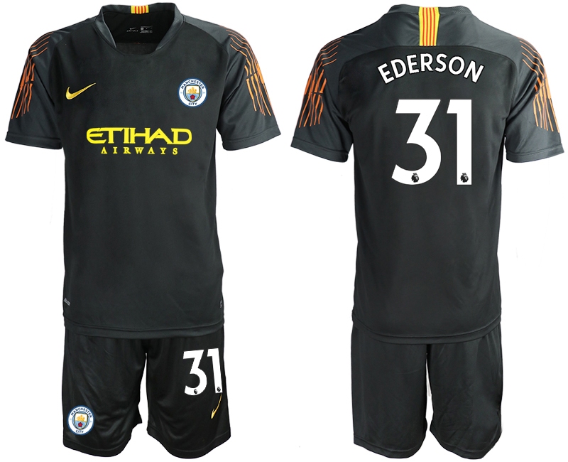 2018-19 Manchester City 31 EDERSON Black Goalkeeper Soccer Jersey(1)