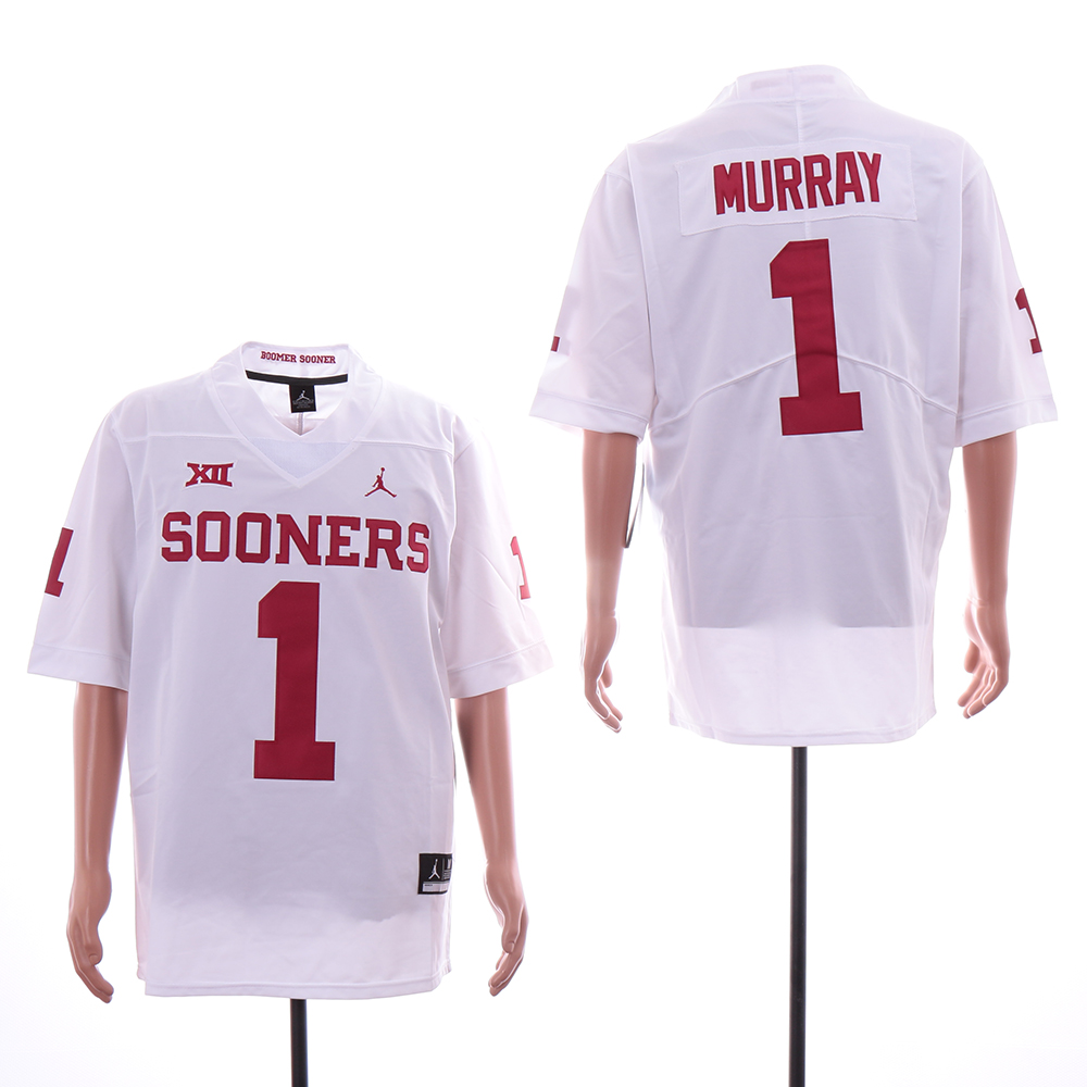 Oklahoma Sooners 1 Kyler Murray White College Football Jersey
