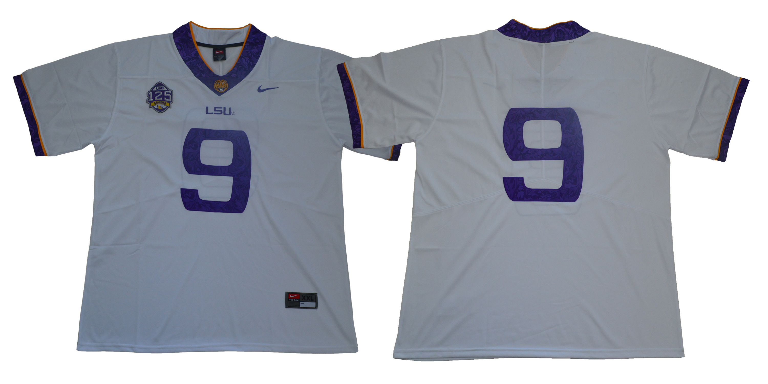 LSU Tigers #9 White 125 Sesons Nike College Football Jersey