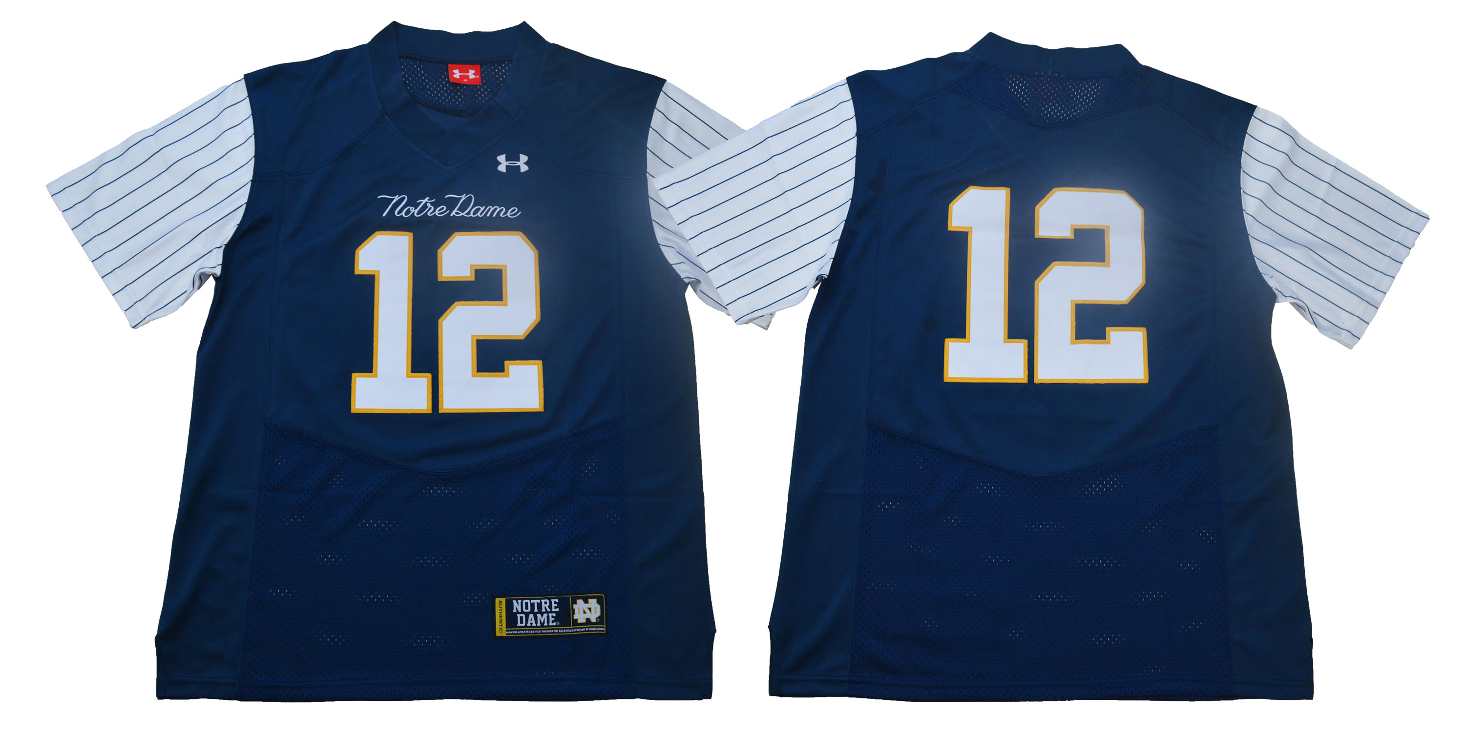 Notre Dame Fighting Irish #12 Blue Under Armour College Throwback Football Jersey