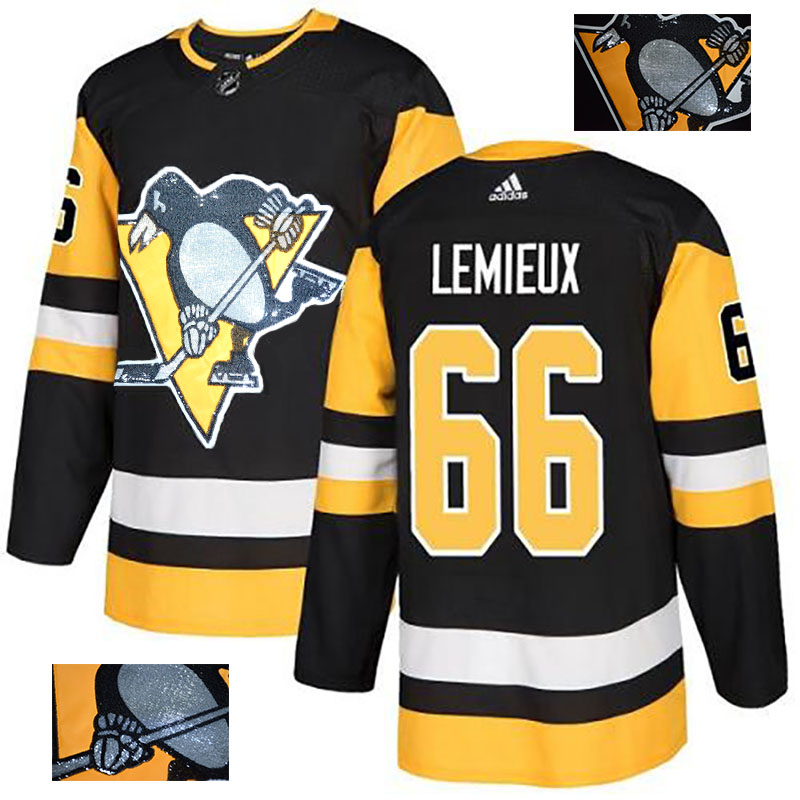 Penguins 66 Mario Lemieux Black Glittery Edition Adidas Jersey