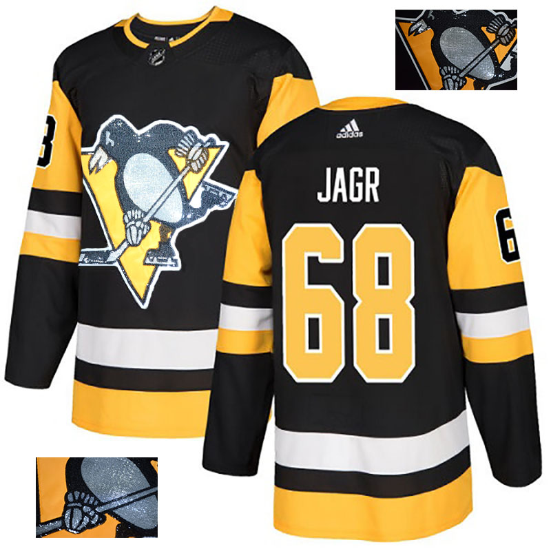 Penguins 68 Jaromir Jagr Black Glittery Edition Adidas Jersey
