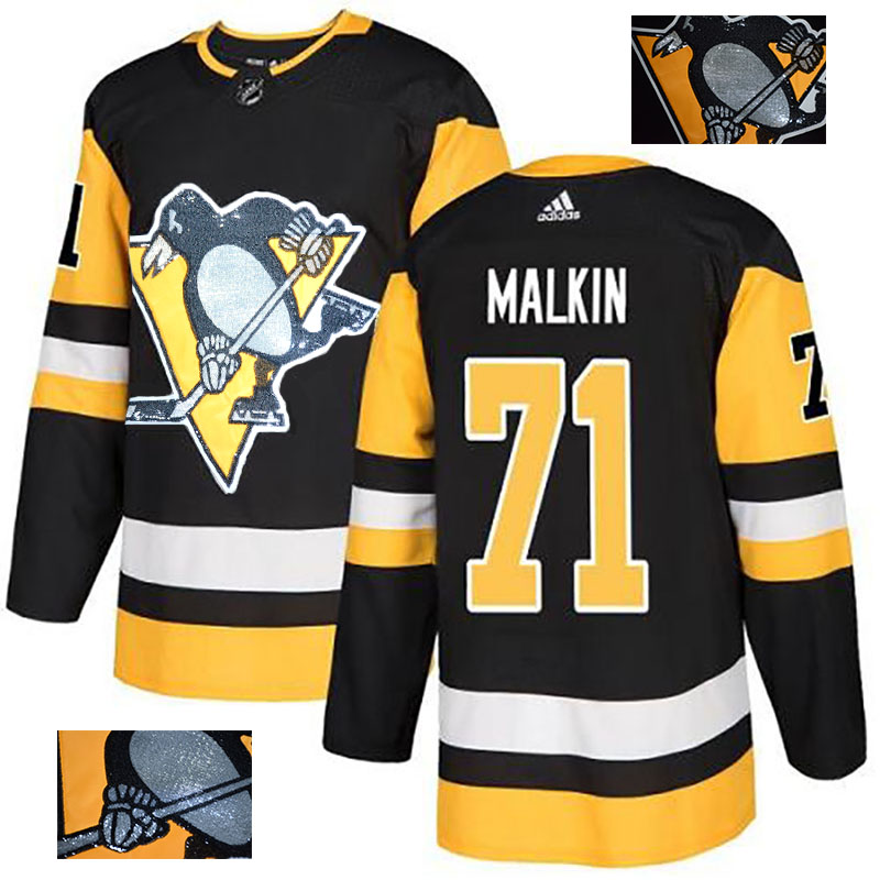 Penguins 71 Evgeni Malkin Black Glittery Edition Adidas Jersey