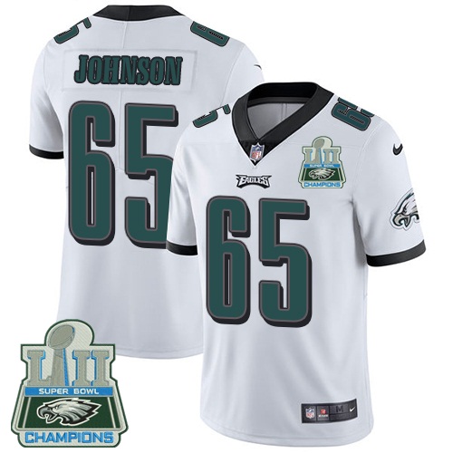 Nike Eagles 65 Lane Johnson White 2018 Super Bowl LII Champions Youth Vapor Untouchable Player Limited Jersey