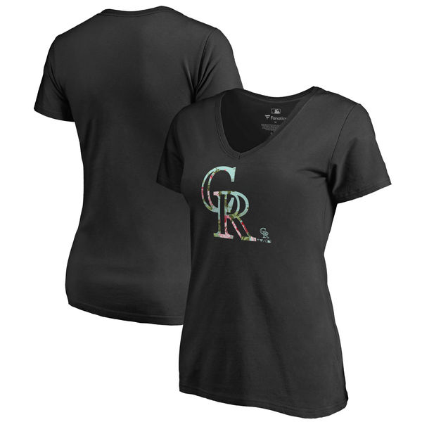 Colorado Rockies Fanatics Branded Women's Lovely Plus Size V Neck T-Shirt Black