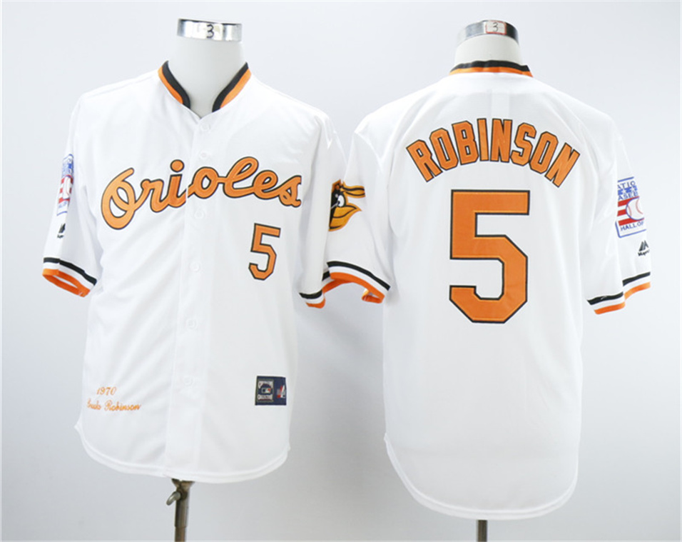 Orioles 5 Brooks Robinson White 1970 Throwback Jersey