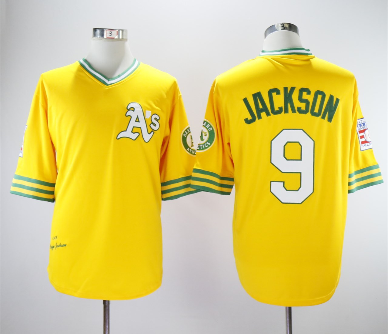 Athletics 9 Reggie Jackson Yellow Turn Back The Clock Copperstown Collection Jersey