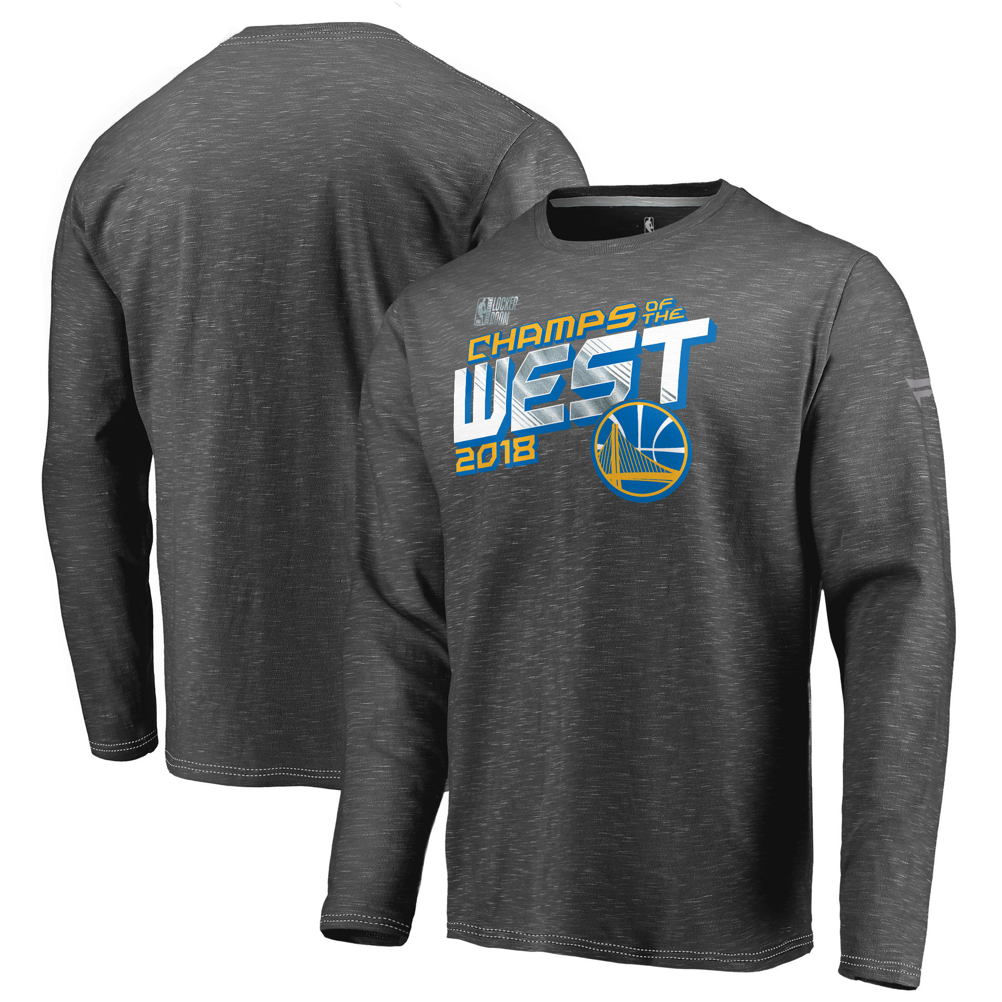Golden State Warriors Fanatics Branded 2018 Western Conference Champions Locker Room Long Sleeve T-Shirt Heather Charcoal