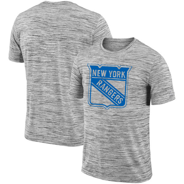 New York Rangers 2018 Heathered Black Sideline Legend Velocity Travel Performance T-Shirt