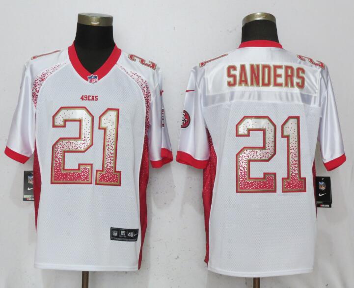 Nike 49ers 21 Deion Sanders White Drift Fashion Elite Jersey