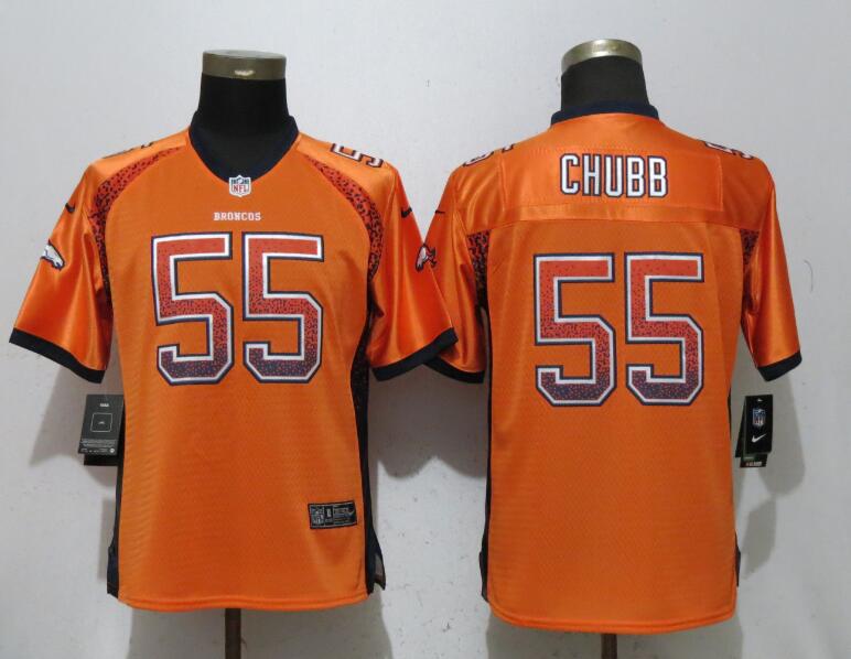 Nike Broncos 55 Bradley Chubb Orange Women Drift Fashion Jersey