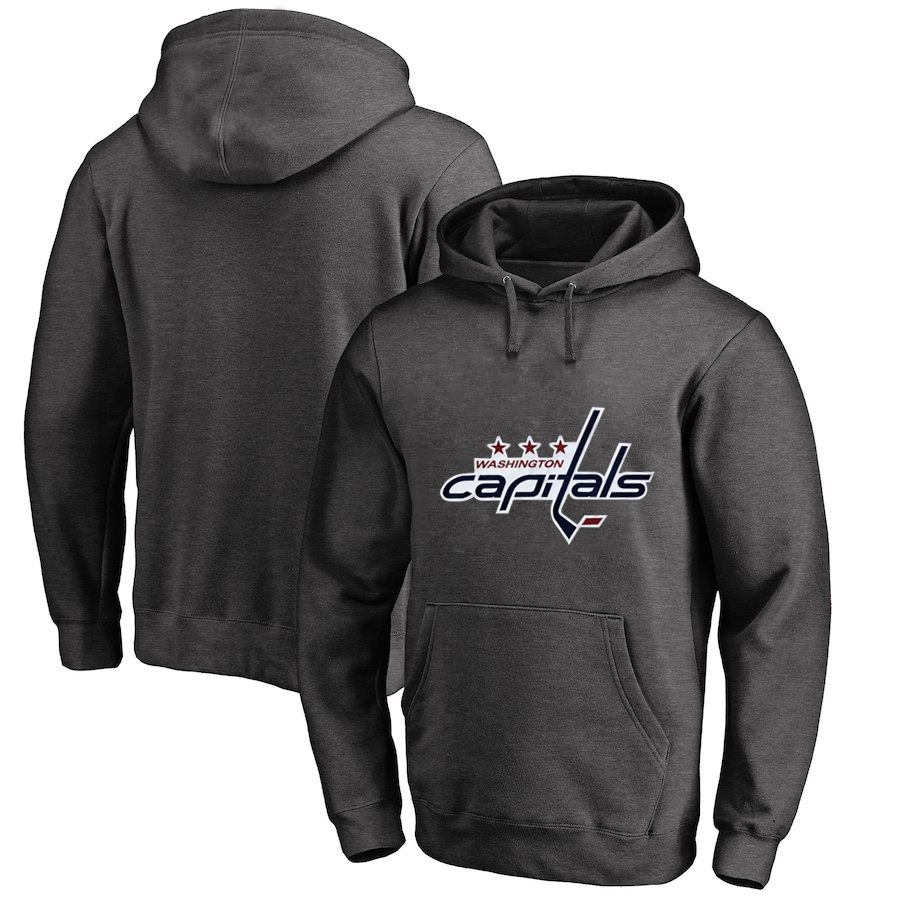 Washington Capitals Dark Gray All Stitched Pullover Hoodie