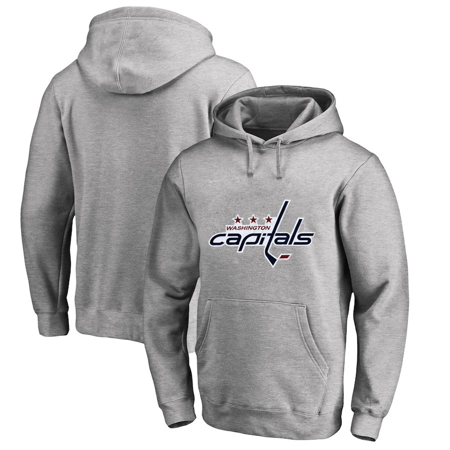Washington Capitals Gray All Stitched Pullover Hoodie