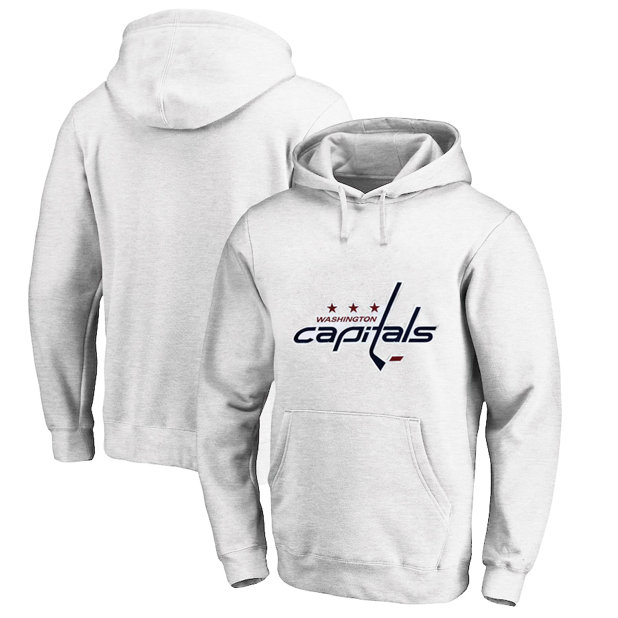 Washington Capitals White All Stitched Pullover Hoodie