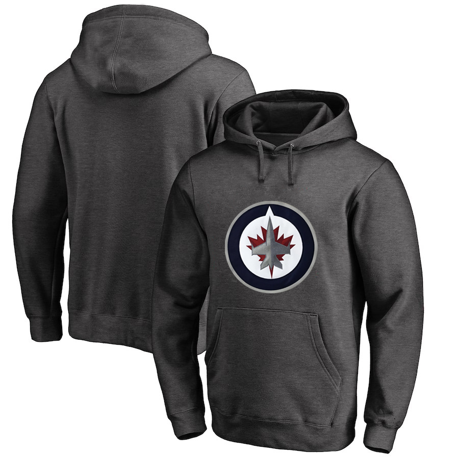 Winnipeg Jets Dark Gray All Stitched Pullover Hoodie