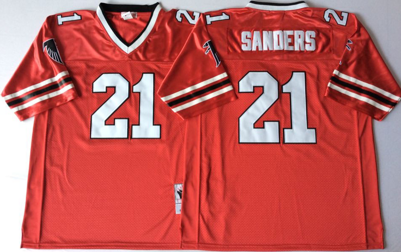 Falcons 21 Deion Sanders Red Throwback Jersey