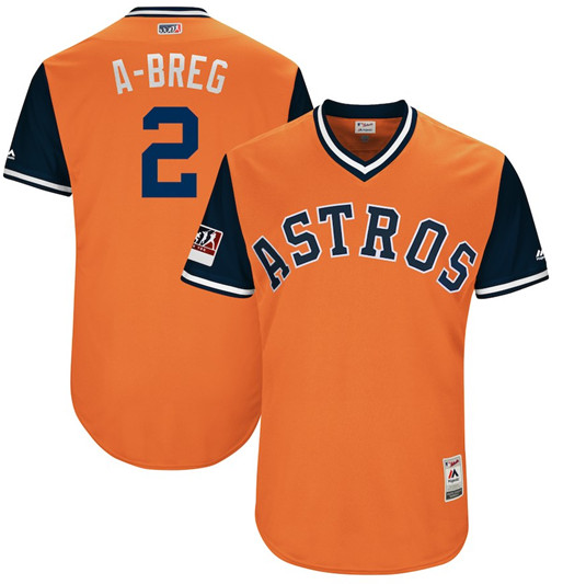 Astros 2 Alex Breg A Breg Orange 2018 Players' Weekend Authentic Team Jersey