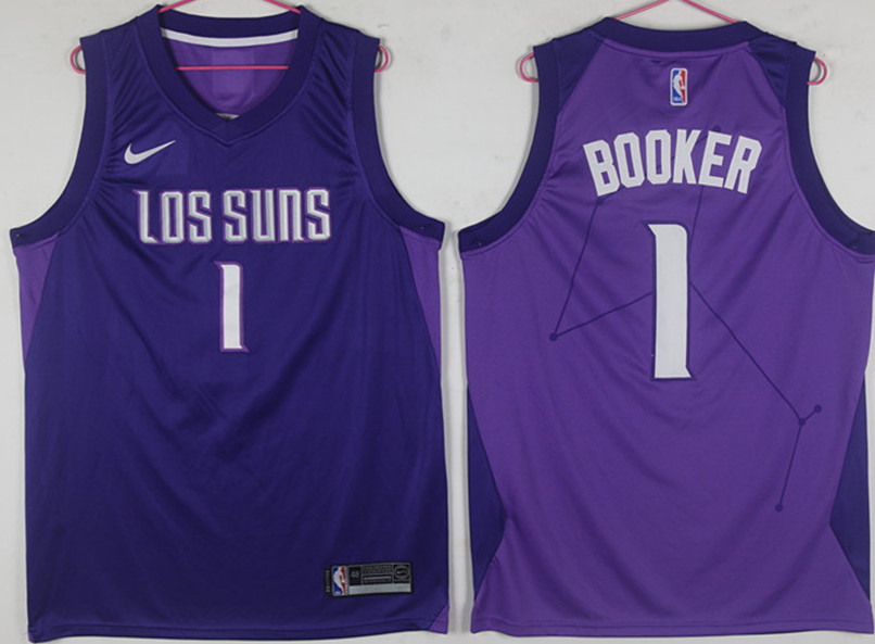 Suns 1 Devin Booker Purple City Edition Nike Swingman Jersey