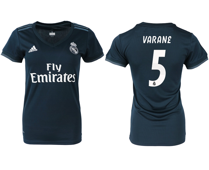 2018-19 Real Madrid 5 VARANE Away Women Soccer Jersey