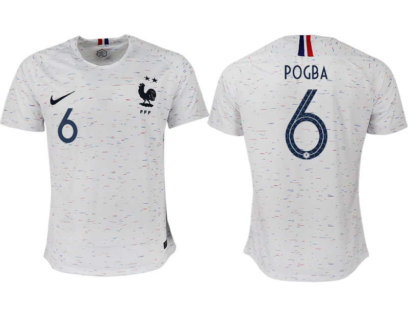 France 6 POGBA Away 2018 FIFA World Cup Thailand Soccer Jersey
