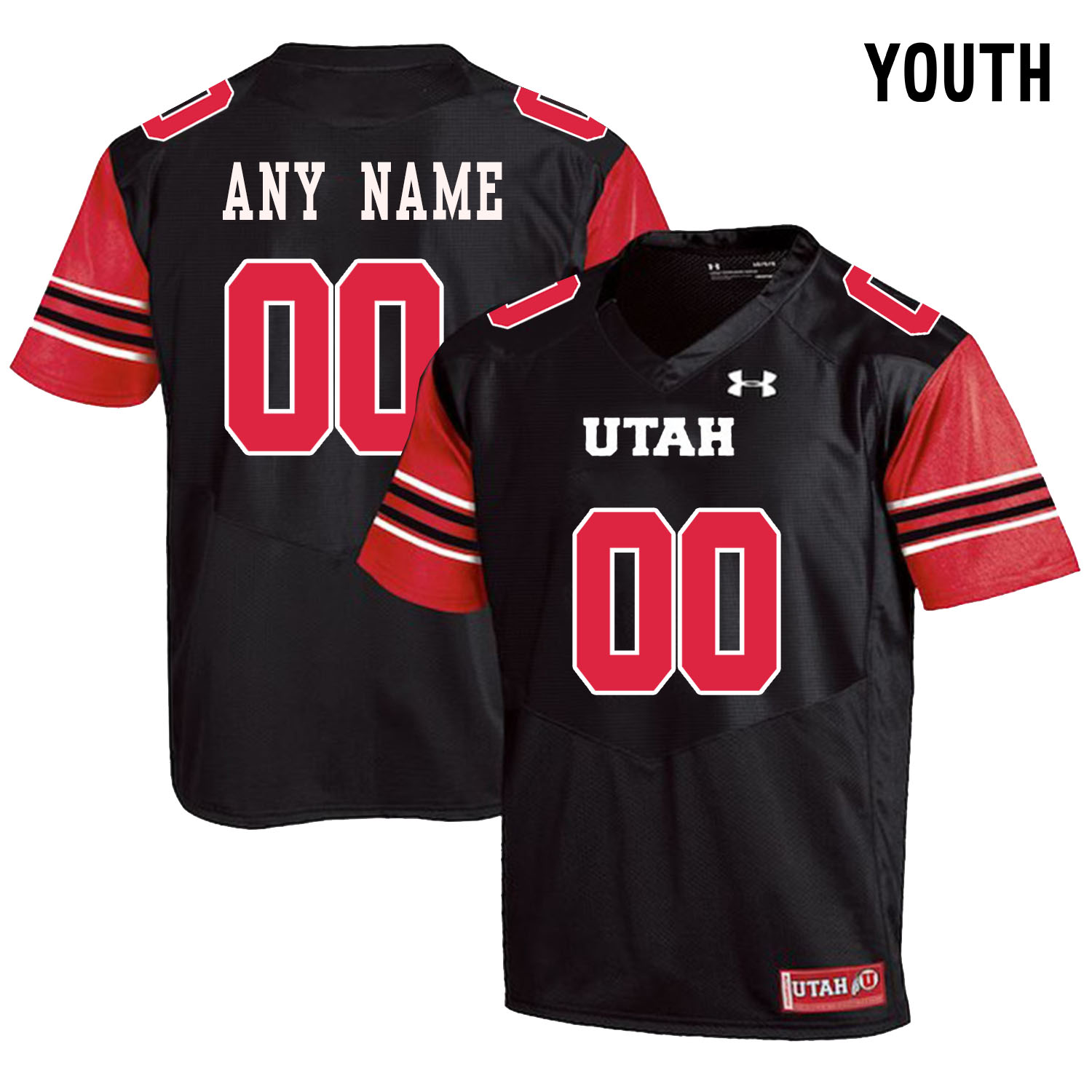 Utah Utes Black Youth's Customized College Football Jersey