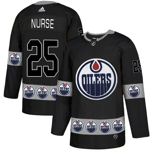 Oilers 25 Darnell Nurse Black Team Logos Fashion Adidas Jersey