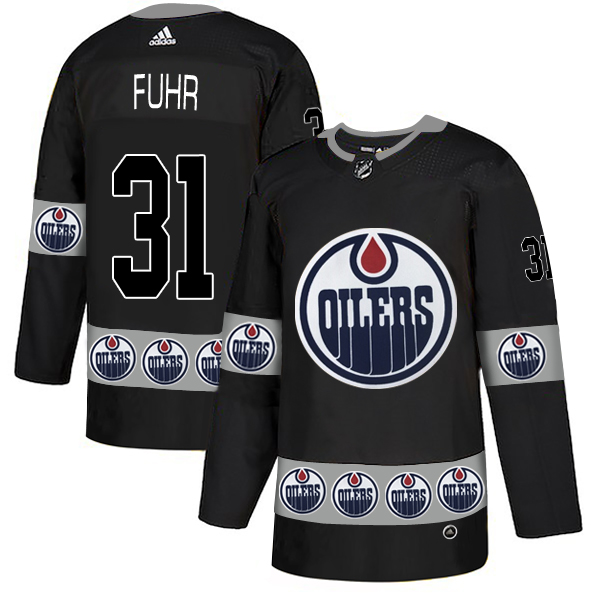 Oilers 31 Grant Fuhr Black Team Logos Fashion Adidas Jersey