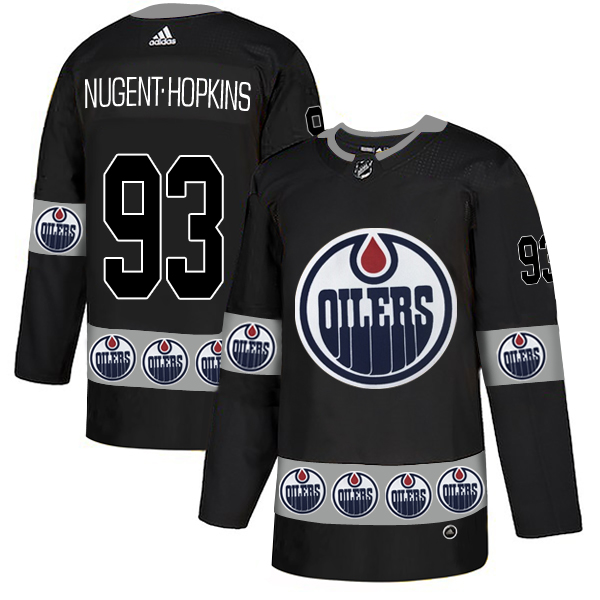 Oilers 93 Ryan Nuggent-Hopkins Black Team Logos Fashion Adidas Jersey