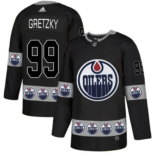 Oilers 99 Wayne Gretzky Black Team Logos Fashion Adidas Jersey