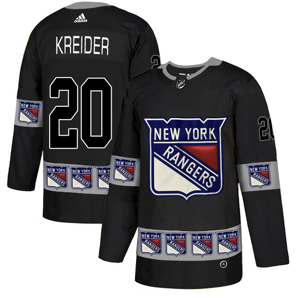 Rangers 20 Chris Kreider Black Team Logos Fashion Adidas Jersey